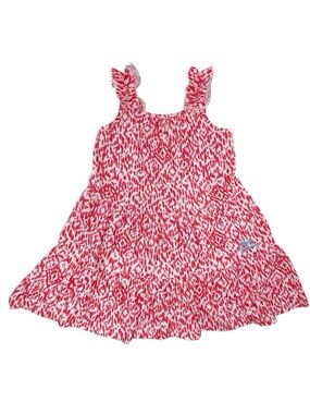 Tommy Bahama red splash sleeveless ruffle sundress girls size 2T EUC